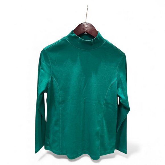 Westbound Tops - Westbound Petite Green Long Sleeve Shirt – Petite Medium - 100% Cotton